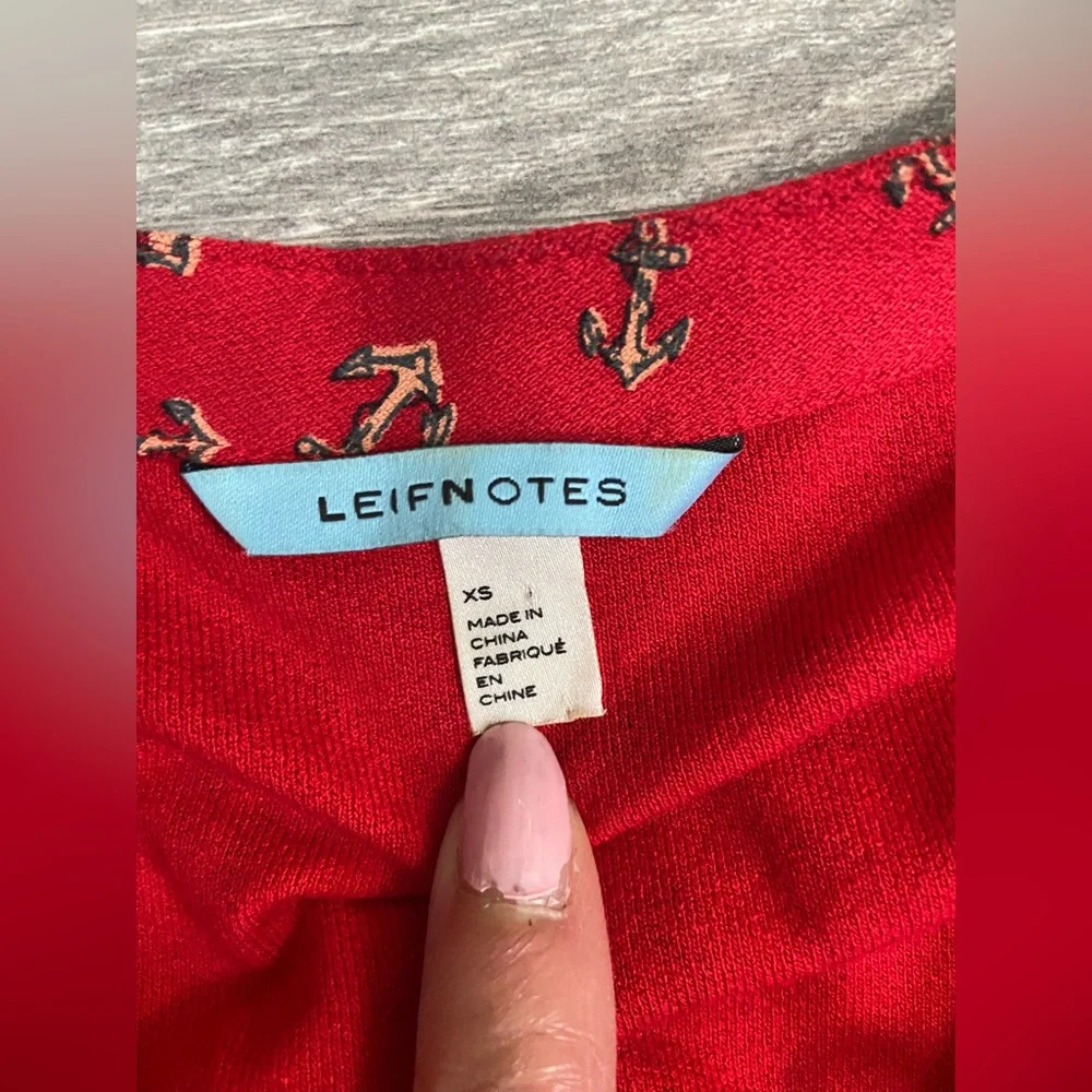 Leifnotes Red Casual Dress w Anchors &  ships size XS - Picture 7 of 11